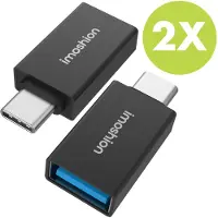 IMoshion Adaptateur 2x USB-C (mâle) vers USB-A 3.1 (femelle) - OTG - Noir