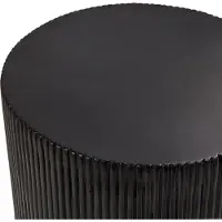Beliani Table d'appoint noire en fibre de verre MgO, forme ronde nervurée, résistante aux UV, style bohème moderne, pour l'intérieur et l'extérieur