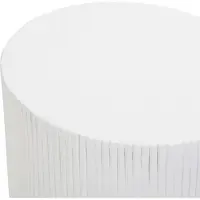 Beliani Table d'appoint blanche MgO fibre de verre ronde nervurée résistante aux UV style bohème moderne intérieur extérieur