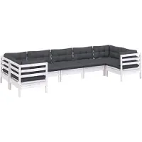 vidaXL Ensemble de salon de jardin 7 pièces avec coussins blanc pin