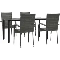 vidaXL Ensemble à manger de jardin 5 pcs Gris Résine tressée
