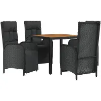vidaXL Ensemble de jardin 5 pièces avec coussins Noir Poly Rattan