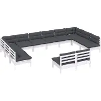 vidaXL Ensemble salon de jardin 12 pièces avec coussins blanc pin massif