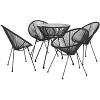 vidaXL Ensemble de jardin 5 pièces PVC rotin noir