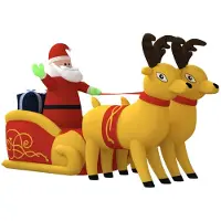 vidaXL Weihnachtsdekoration Santa Claus und Rentier aufblasbare LED 130 cm
