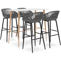 vidaXL Ensemble de bar 5 pièces blanc et gris