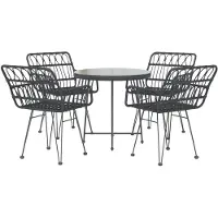 vidaXL Ensemble de jardin 5 pièces noir Poly rotin