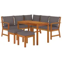 vidaXL Ensemble de jardin 6 pièces avec coussins Bois massif Acacia