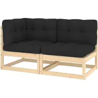 vidaXL Ensemble salon de jardin 2 pièces avec coussins pin massif
