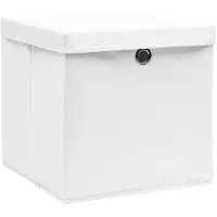 vidaXL Boîtes de rangement avec couvercles 10 pcs. 28x28x28 cm blanc