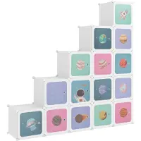 vidaXL Armoire de rangement pour enfants avec 15 cubes Blanc PP