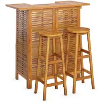 vidaXL Ensemble de bar de jardin 3 pièces en bois massif d'acacia