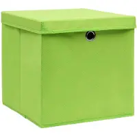 vidaXL Boîtes de rangement avec couvercles 10 pcs. 28x28x28 cm vert