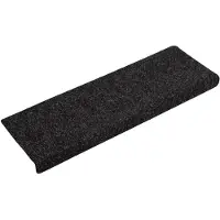 vidaXL Tapis d'escalier autocollants 15 pièces 65 x 21 x 4 cm Noir Bord rectangulaire