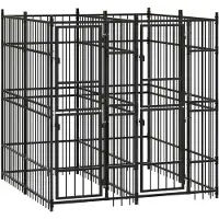 vidaXL Chenil d'extérieur pour chiens Acier 3,69 m²