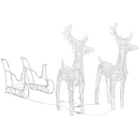 vidaXL Rennes & traîneau Décoration de Noël 160 LEDs 130 cm Acrylique