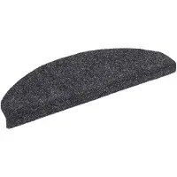 vidaXL Tapis d'escalier autocollants 10 pièces 65 x 21 x 4 cm Gris foncé Demi-rond Grand
