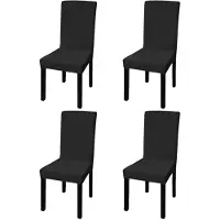 vidaXL Housse de chaise droite extensible 4 pcs noir