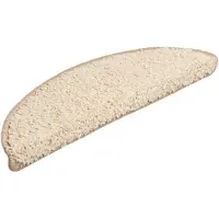vidaXL Tapis d'escalier 15 pièces 56 x 17 x 3 cm Crème Demi-rond