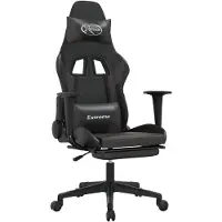vidaXL Chaise de jeu avec repose-pieds Noir et gris Similicuir