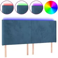 vidaXL Tête de lit LED bleu foncé 183x16x118/128 cm velours