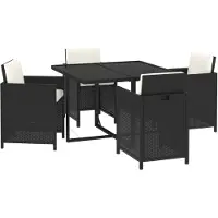 vidaXL 5-tlg. Groupe de jardinage avec baisers Poly Rattan Schwarz