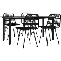 vidaXL Ensemble de jardin 5 pièces noir Poly rotin