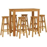 vidaXL Ensemble bar de jardin 7 pièces bois massif acacia