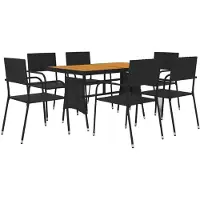 vidaXL Ensemble de jardin 7 pièces Poly rotin noir