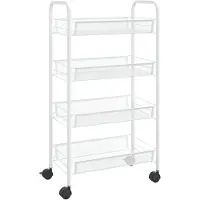 vidaXL Chariot de cuisine 4 plateaux blanc 46x26x85 cm fer