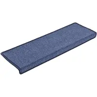 vidaXL Tapis d'escalier 15 pièces 65 x 21 x 4 cm Bleu Bord rectangulaire