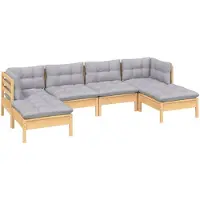 vidaXL Ensemble de salon de jardin 6 pièces avec coussins gris en pin