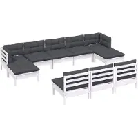 vidaXL Ensemble de salon de jardin 10 pièces avec coussins Pin blanc