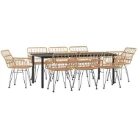 vidaXL Ensemble de jardin 9 pièces Poly rotin