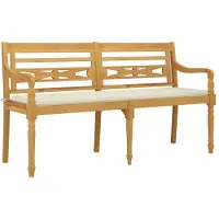 vidaXL Banc Batavia avec coussin crème 150 cm bois massif teck
