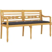 vidaXL Banc Batavia avec coussin anthracite 150 cm bois massif teck