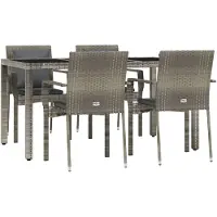 vidaXL Ensemble de jardin 5 pièces avec coussins Gris Poly rotin