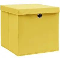vidaXL Boîtes de rangement avec couvercles 10 pcs. 28x28x28 cm jaune