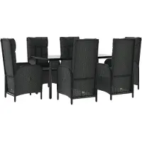 vidaXL Ensemble de jardin 7 pièces avec coussins Noir Poly Rattan