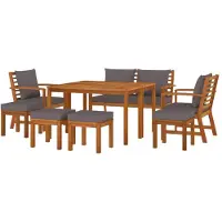 vidaXL Ensemble de jardin 9 pièces avec coussins Bois massif Acacia