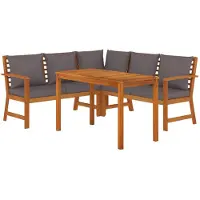 vidaXL Ensemble de jardin 4 pièces avec coussins Bois massif Acacia