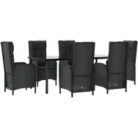 vidaXL Ensemble de jardin 7 pièces avec coussins Noir Poly Rattan