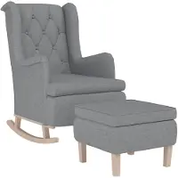 vidaXL Fauteuil à bascule avec tabouret Gris clair Tissu