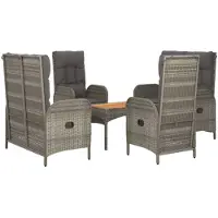 vidaXL Ensemble de jardin 5 pièces avec coussins Gris Poly rotin