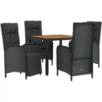 vidaXL Ensemble de jardin 5 pièces avec coussins Noir Poly Rattan