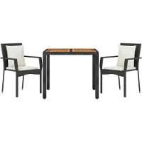 vidaXL Ensemble de jardin 3 pièces avec coussins Noir Poly Rattan