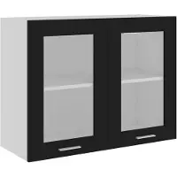 vidaXL Armoire suspendue en verre Lyon noir 80x31x60 cm Bois composite