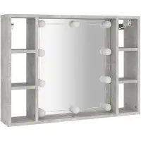 vidaXL Armoire de toilette avec LED gris béton 76x15x55 cm