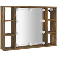 vidaXL Armoire de toilette avec LED chêne fumé 76x15x55 cm