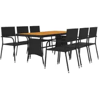 vidaXL Ensemble de jardin 7 pièces Poly rotin noir